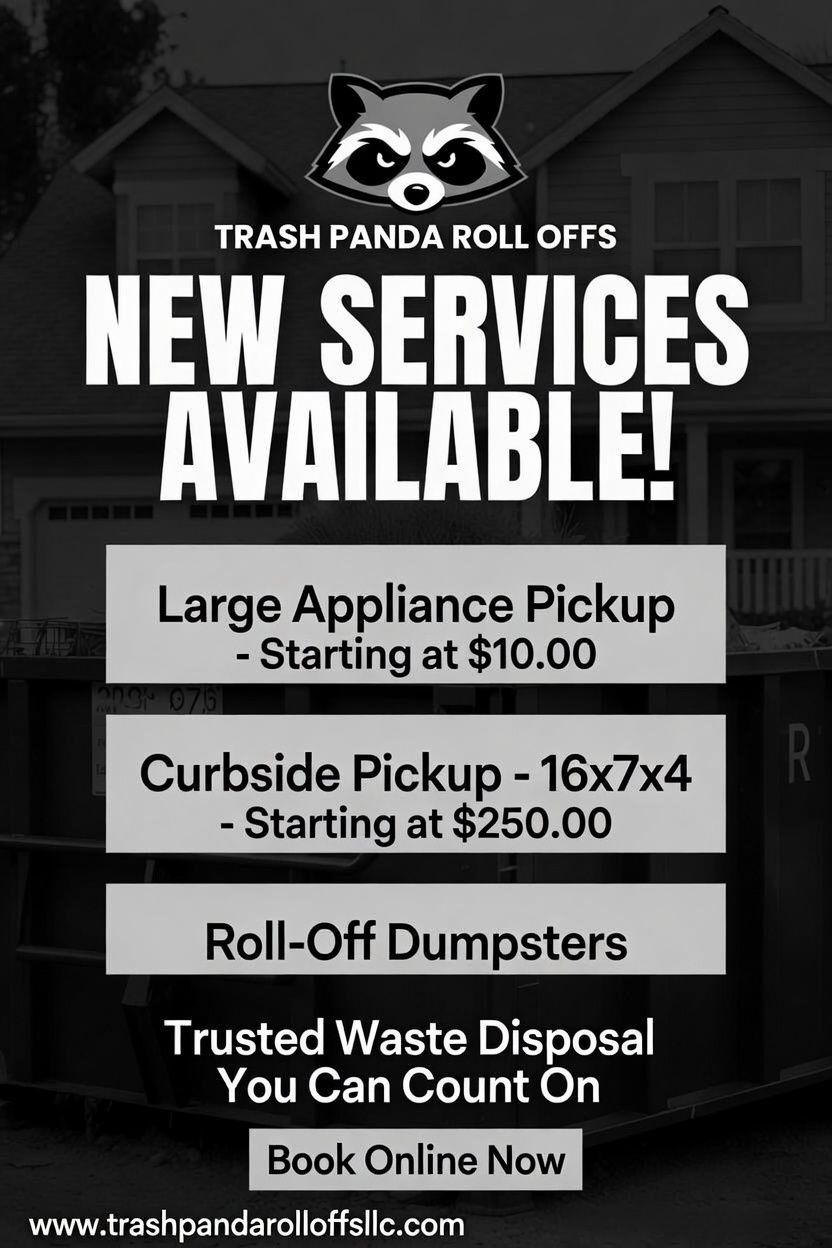 Trash Panda Roll Offs new services flyer